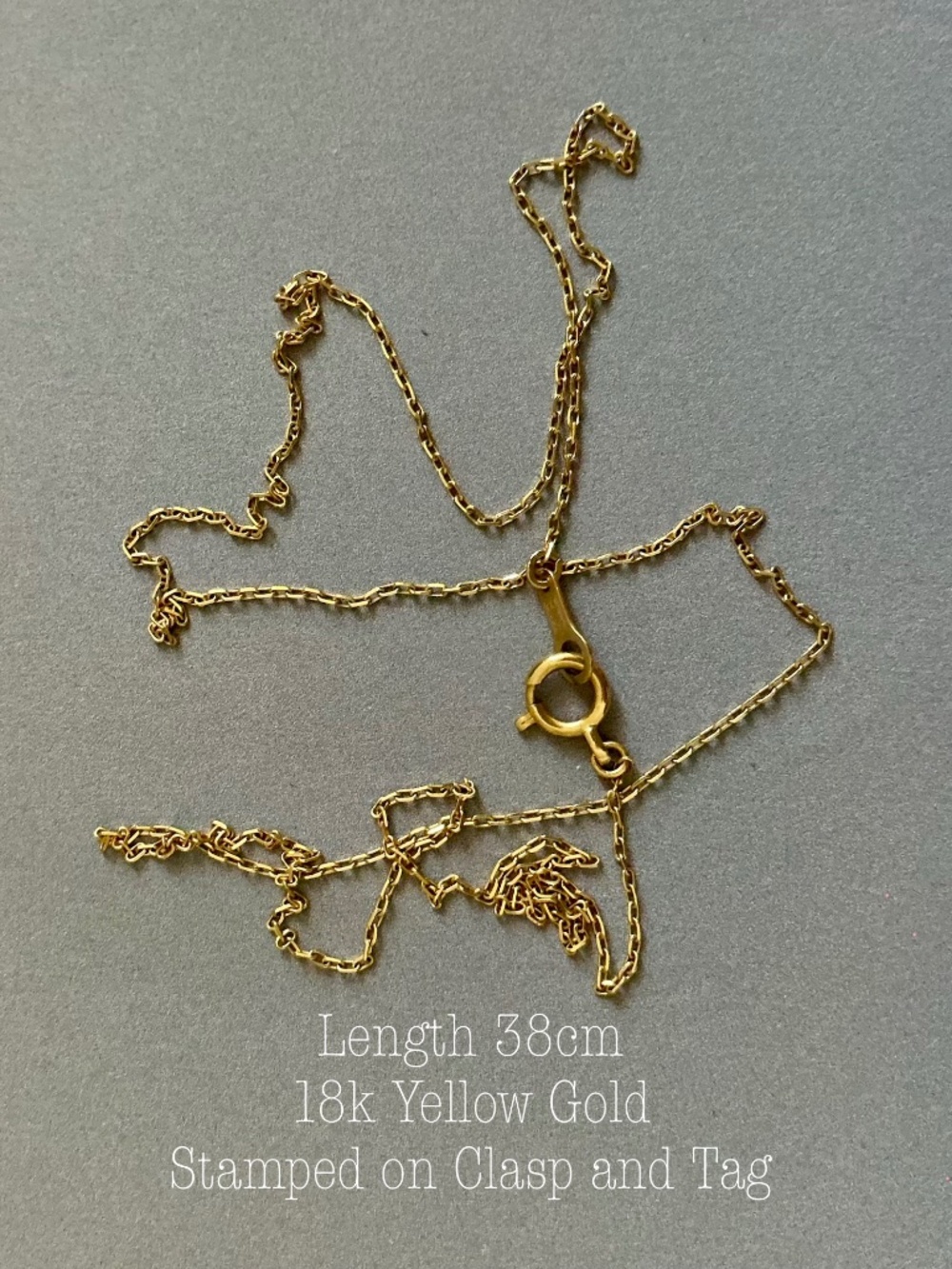 Dainty Solid 18K Yellow Gold Necklace - 0.96 gram - 38 cm - for Petite Girl